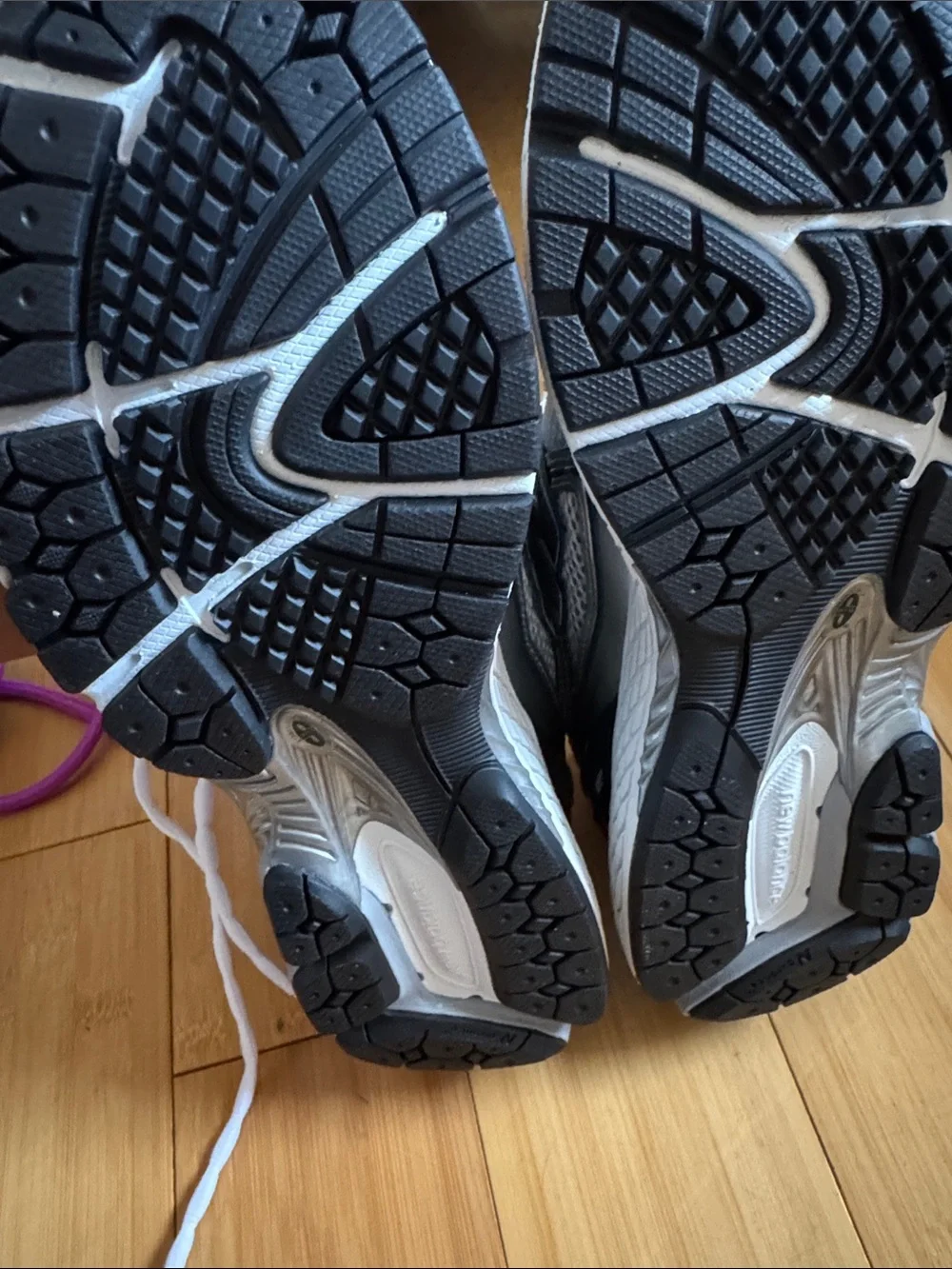 New Balance White and Silver Mesh Running Shoes